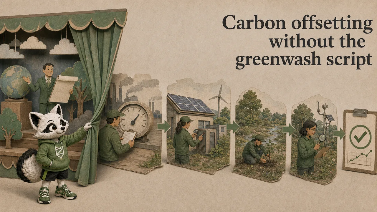 Zenko fox testing a carbon offset claim for additionality, permanence and evidence rather than accepting a green pledge.