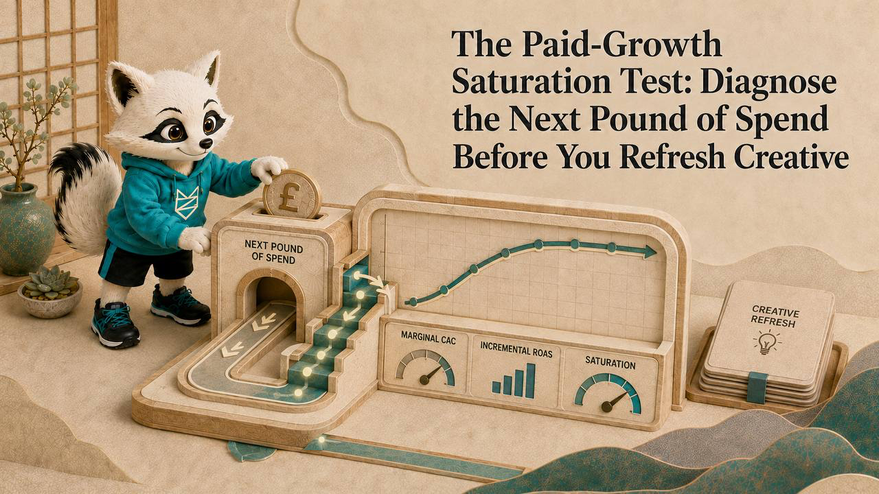 Zenko operates a five-way paid-growth diagnostic machine that sorts falling ROAS through marginal CAC, saturation, creative, offer and capacity checks into scale, hold, revise or stop decisions.