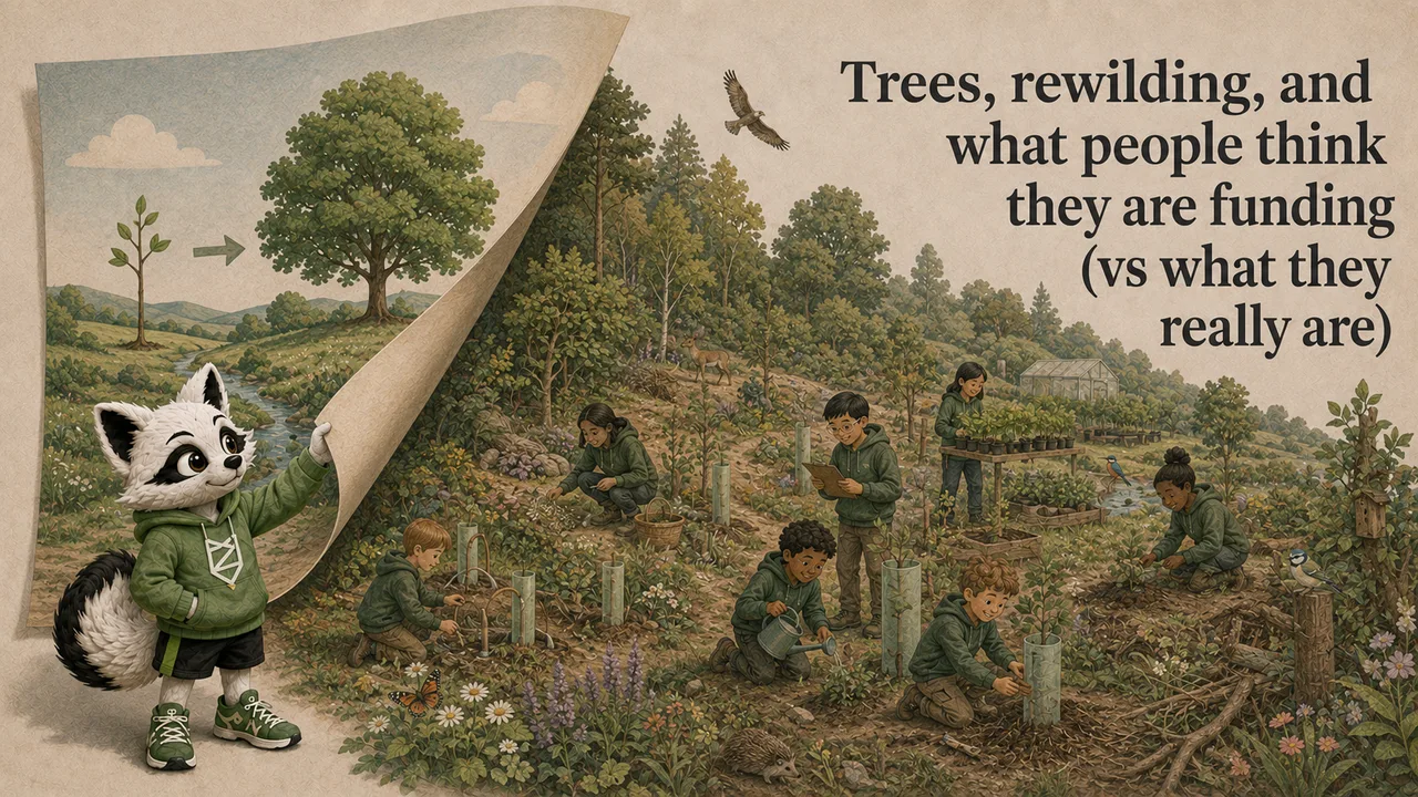 Zenko fox separating tree planting, rewilding and carbon credits into distinct environmental outcomes.