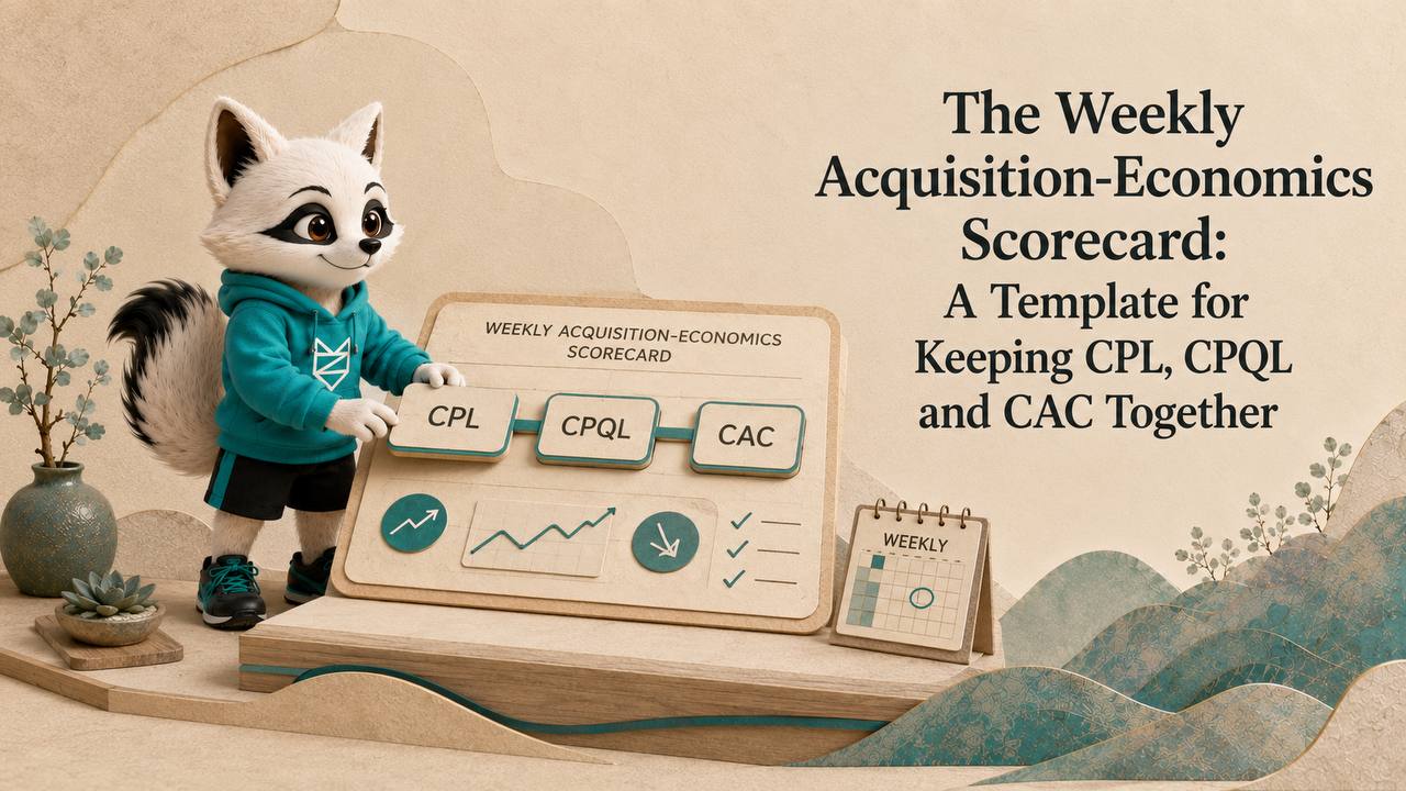 Feature artwork for The Weekly Acquisition-Economics Scorecard — A Template for Keeping CPL, CPQL and CAC Together